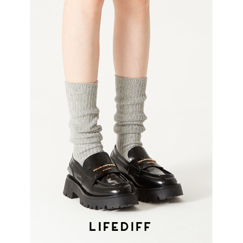 秋冬季淺灰色加厚堆堆襪女小腿襪粗線中筒長襪配小皮鞋襪子女棉襪 秋冬季淺灰色加厚堆堆襪女小腿襪粗線中筒長襪配小皮鞋襪子女棉襪