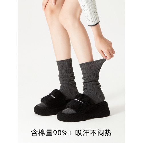 秋冬季淺灰色加厚堆堆襪女小腿襪粗線中筒長襪配小皮鞋襪子女棉襪 秋冬季淺灰色加厚堆堆襪女小腿襪粗線中筒長襪配小皮鞋襪子女棉襪