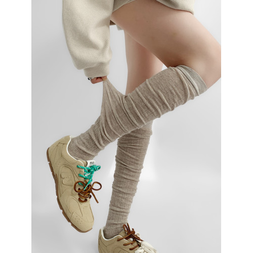 夜間教習室堆堆襪女秋長筒學院風jk小腿襪子女秋春竪紋灰色過膝襪 夜間教習室堆堆襪女秋長筒學院風jk小腿襪子女秋春竪紋灰色過膝襪