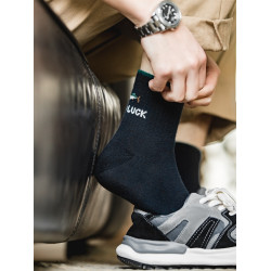 馬登工裝美式復古卡通刺綉針織趣味中筒襪高幫長襪情侶棉襪子男女