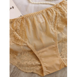 夏薄款網紗蕾絲透明女士內褲性感無痕透氣新款棉襠大碼胖mm三角褲