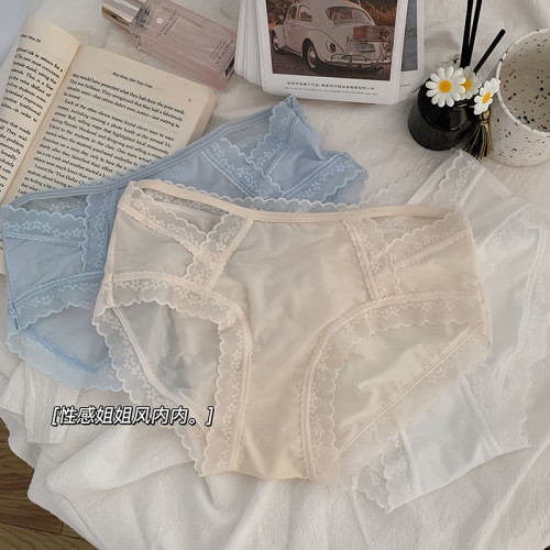 蕾絲內褲女生純欲性感女士新款日系甜美夏季薄款少女中腰白色短褲 蕾絲內褲女生純欲性感女士新款日系甜美夏季薄款少女中腰白色短褲