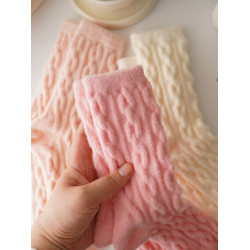 睡覺穿的~軟fufu秋冬保暖雲朵襪子女中筒可愛睡眠家居襪加絨加厚