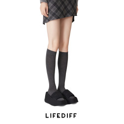 秋冬黑色長筒襪JK壓力顯瘦小腿襪女高筒瘦腿襪子搭配小皮鞋深灰色