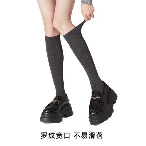 秋冬黑色長筒襪JK壓力顯瘦小腿襪女高筒瘦腿襪子搭配小皮鞋深灰色 秋冬黑色長筒襪JK壓力顯瘦小腿襪女高筒瘦腿襪子搭配小皮鞋深灰色