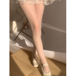 夜間教習室白色絲襪女春秋帶鑽超薄連褲襪子女jk閃光夏季自然膚絲