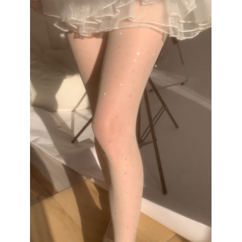 夜間教習室白色絲襪女春秋帶鑽超薄連褲襪子女jk閃光夏季自然膚絲 夜間教習室白色絲襪女春秋帶鑽超薄連褲襪子女jk閃光夏季自然膚絲