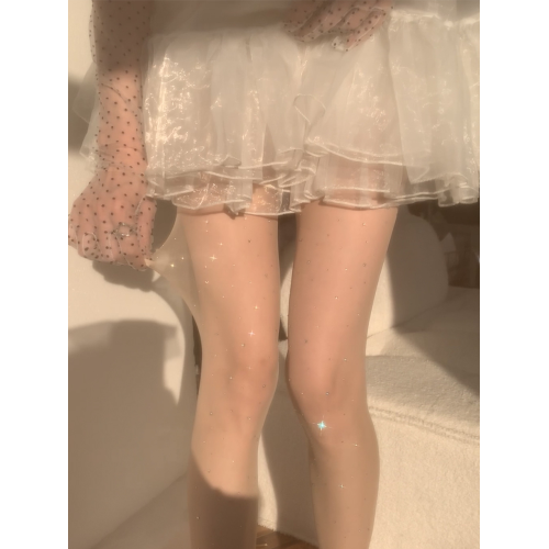 夜間教習室白色絲襪女春秋帶鑽超薄連褲襪子女jk閃光夏季自然膚絲 夜間教習室白色絲襪女春秋帶鑽超薄連褲襪子女jk閃光夏季自然膚絲