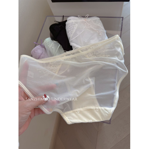 高級氛圍感蕾絲網紗少女內褲性感透氣棉襠中腰女士三角褲甜美粉色 高級氛圍感蕾絲網紗少女內褲性感透氣棉襠中腰女士三角褲甜美粉色