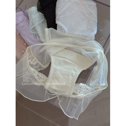 高級氛圍感蕾絲網紗少女內褲性感透氣棉襠中腰女士三角褲甜美粉色 高級氛圍感蕾絲網紗少女內褲性感透氣棉襠中腰女士三角褲甜美粉色