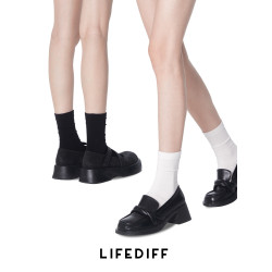 秋冬黑色襪子女堆堆月子襪夏季無骨純棉白色中筒襪搭配小皮鞋長襪