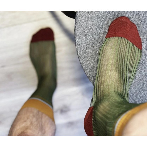 2雙裝男士絲襪撞色條紋男士透薄性感復古中筒錦綸絲襪商務紳士 2雙裝男士絲襪撞色條紋男士透薄性感復古中筒錦綸絲襪商務紳士