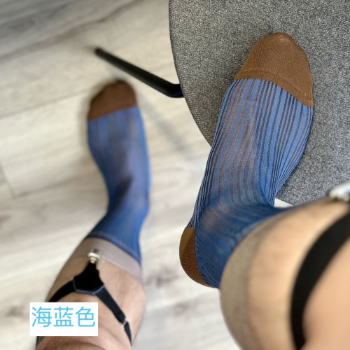2雙裝男士絲襪撞色條紋男士透薄性感復古中筒錦綸絲襪商務紳士 2雙裝男士絲襪撞色條紋男士透薄性感復古中筒錦綸絲襪商務紳士