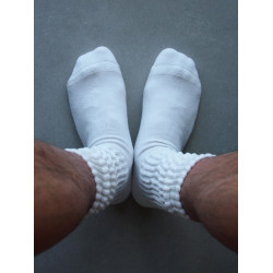 Weekan米白黑色蓬松粗針春夏中筒堆堆長襪cityboy毛巾底男女純棉