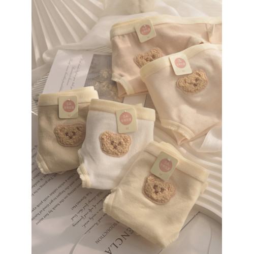 A類棉5條磨毛可愛小熊內褲女純棉少女學生中腰5A抗菌全棉襠三角褲 A類棉5條磨毛可愛小熊內褲女純棉少女學生中腰5A抗菌全棉襠三角褲