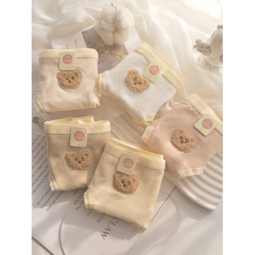 A類棉5條磨毛可愛小熊內褲女純棉少女學生中腰5A抗菌全棉襠三角褲 A類棉5條磨毛可愛小熊內褲女純棉少女學生中腰5A抗菌全棉襠三角褲