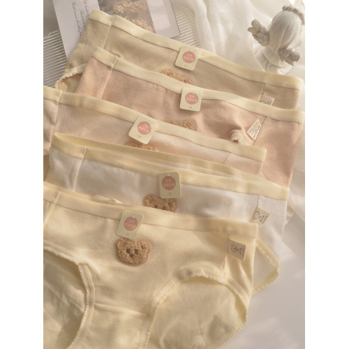 A類棉5條磨毛可愛小熊內褲女純棉少女學生中腰5A抗菌全棉襠三角褲 A類棉5條磨毛可愛小熊內褲女純棉少女學生中腰5A抗菌全棉襠三角褲