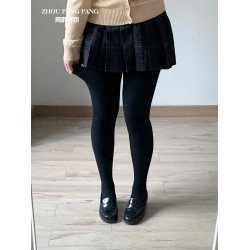 周胖胖呀微胖大碼胖mm200斤厚黑色純棉外穿打底連褲襪秋冬季保暖