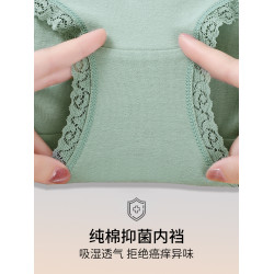 高腰收腹內褲女純棉抗菌收小肚子提臀性感蕾絲大碼新款胖mm短褲頭