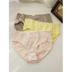 原韓國3條裝 純棉內褲女 抗菌簡約中腰全棉女士三角褲大碼褲頭