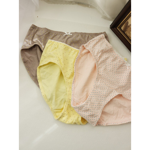 原韓國3條裝 純棉內褲女 抗菌簡約中腰全棉女士三角褲大碼褲頭