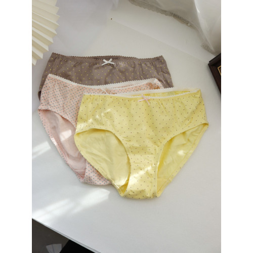 原韓國3條裝 純棉內褲女 抗菌簡約中腰全棉女士三角褲大碼褲頭