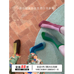 韓國ins拼接色日系堆堆襪精梳棉女士中筒襪文藝風清新春夏秋冬