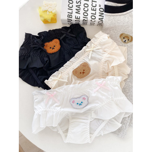 六衹兔子日系可愛小熊牛奶絲內褲女純棉襠輕薄透氣中腰短褲三角褲