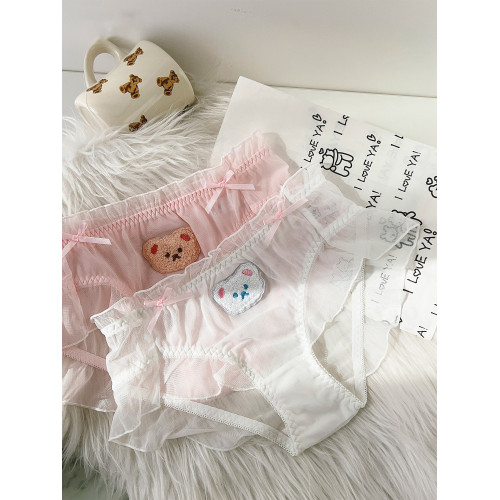 六衹兔子日系可愛小熊牛奶絲內褲女純棉襠輕薄透氣中腰短褲三角褲