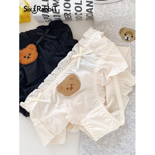 六衹兔子日系可愛小熊牛奶絲內褲女純棉襠輕薄透氣中腰短褲三角褲