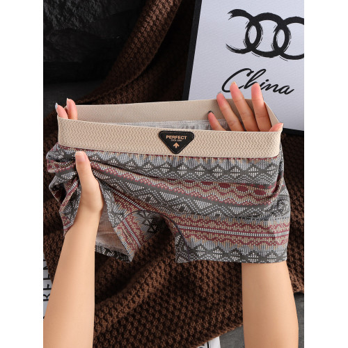 純棉女士內褲民族風防走光褲瑜珈運動褲頭復古中腰舒適透氣安全褲 純棉女士內褲民族風防走光褲瑜珈運動褲頭復古中腰舒適透氣安全褲