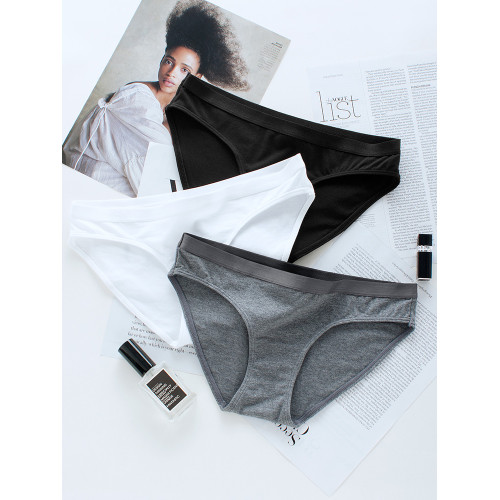 簡約內褲女純棉性感高開叉舒適純色寬邊少女士低腰三角褲黑色白色 簡約內褲女純棉性感高開叉舒適純色寬邊少女士低腰三角褲黑色白色