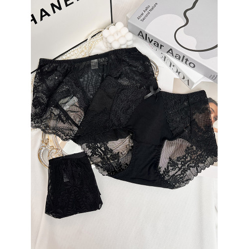 性感黑色內褲女透明蕾絲網紗誘惑中高腰包臀收腹大碼胖mm2025新款 性感黑色內褲女透明蕾絲網紗誘惑中高腰包臀收腹大碼胖mm2025新款