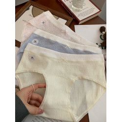 7A抑菌內褲女士純棉加長襠部A類嬰兒棉蝴蝶結中腰無痕女生三角褲