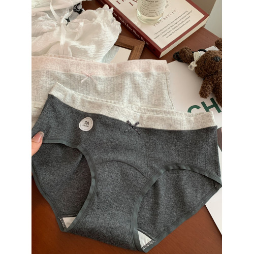 7A抑菌內褲女士純棉加長襠部A類嬰兒棉蝴蝶結中腰無痕女生三角褲