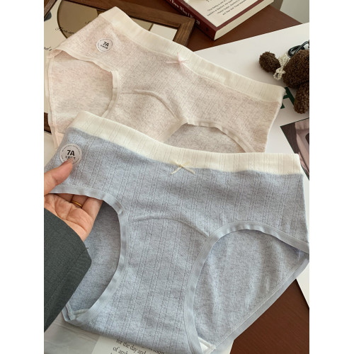 7A抑菌內褲女士純棉加長襠部A類嬰兒棉蝴蝶結中腰無痕女生三角褲