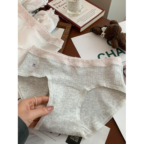 7A抑菌內褲女士純棉加長襠部A類嬰兒棉蝴蝶結中腰無痕女生三角褲