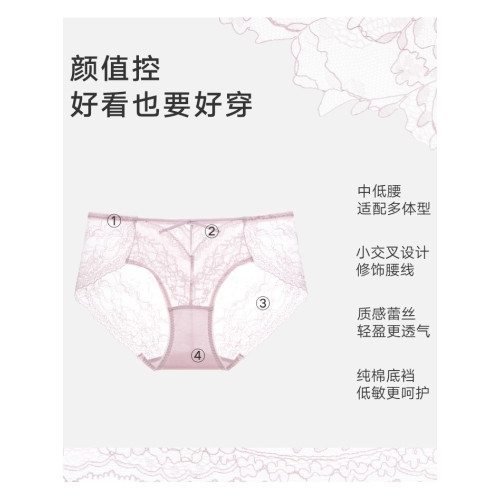 曼妮芬舒適中低腰性感輕薄蕾絲女內褲紅色本命年純棉底襠女生短褲 曼妮芬舒適中低腰性感輕薄蕾絲女內褲紅色本命年純棉底襠女生短褲