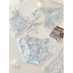 森日和葉純欲清新藍色2025新款內褲女生蕾絲網紗甜美女士三角褲