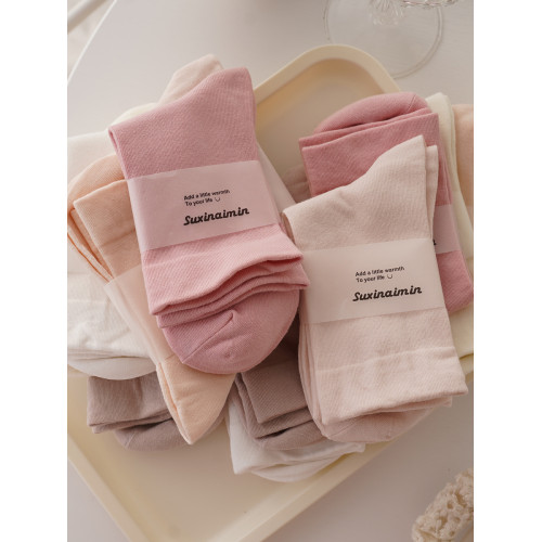 4雙裝 粉嫩少女日系松口純色女棉襪中筒秋季白色百搭運動長襪吸汗 4雙裝 粉嫩少女日系松口純色女棉襪中筒秋季白色百搭運動長襪吸汗