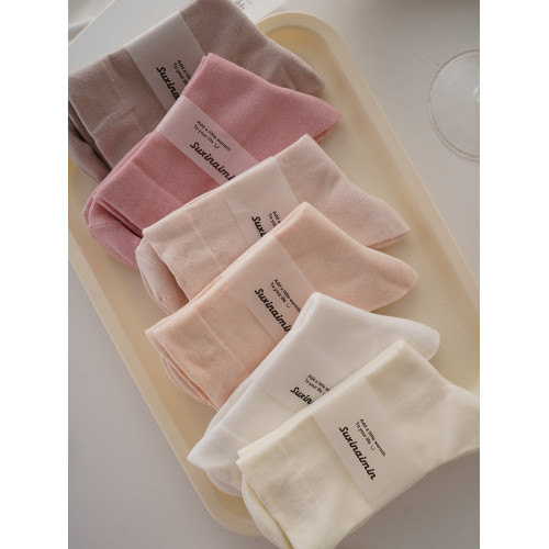 4雙裝 粉嫩少女日系松口純色女棉襪中筒秋季白色百搭運動長襪吸汗 4雙裝 粉嫩少女日系松口純色女棉襪中筒秋季白色百搭運動長襪吸汗