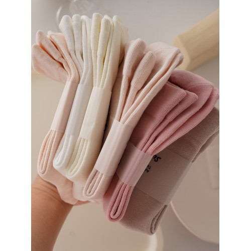 4雙裝 粉嫩少女日系松口純色女棉襪中筒秋季白色百搭運動長襪吸汗 4雙裝 粉嫩少女日系松口純色女棉襪中筒秋季白色百搭運動長襪吸汗