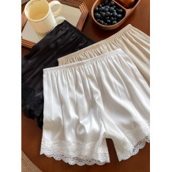 冰絲安全褲女士2025新款夏季防走光薄款家居寬松蕾絲打底短褲睡褲