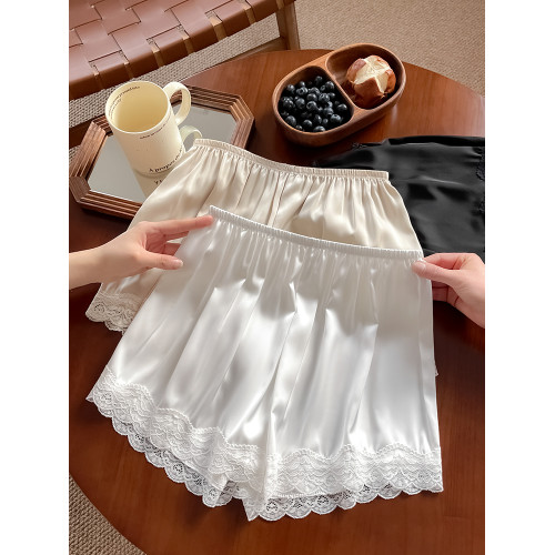 冰絲安全褲女士2025新款夏季防走光薄款家居寬松蕾絲打底短褲睡褲 冰絲安全褲女士2025新款夏季防走光薄款家居寬松蕾絲打底短褲睡褲