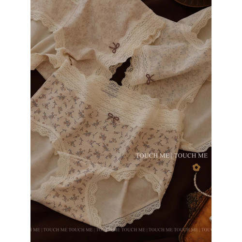 touchme中式復古繁花蕾絲邊純棉內褲女透氣薄款舒適抑菌襠中腰3條 touchme中式復古繁花蕾絲邊純棉內褲女透氣薄款舒適抑菌襠中腰3條