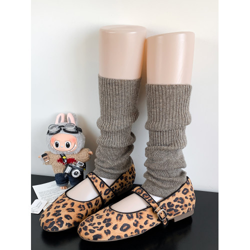 羊毛摩卡棕色襪套女春秋竪條針織腿套y2k復古小腿堆堆襪修飾腿型 羊毛摩卡棕色襪套女春秋竪條針織腿套y2k復古小腿堆堆襪修飾腿型