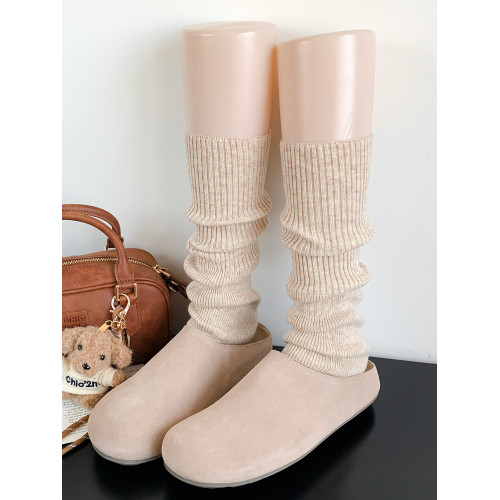 羊毛摩卡棕色襪套女春秋竪條針織腿套y2k復古小腿堆堆襪修飾腿型 羊毛摩卡棕色襪套女春秋竪條針織腿套y2k復古小腿堆堆襪修飾腿型