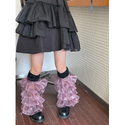 多巴胺襪套小衆辣妹少女甜美純欲風日系y2k原宿蕾絲拼接花邊腿襪