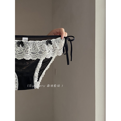 純愛至上~純欲網紗女友蕾絲內褲【可解綁帶】低腰三角褲純棉襠 純愛至上~純欲網紗女友蕾絲內褲【可解綁帶】低腰三角褲純棉襠