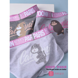 女士內褲純棉三角可愛印花中腰收腹寬腰帶抗菌襠透氣大碼性感夏季